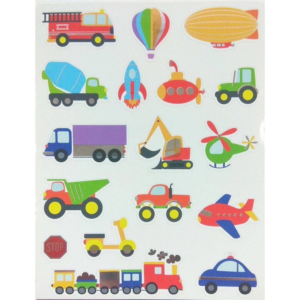 Metallic Transportation Stickers 10 sheets