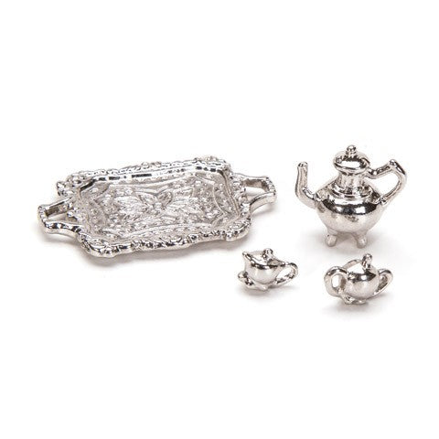 Miniature Tea Set Silver 4pc