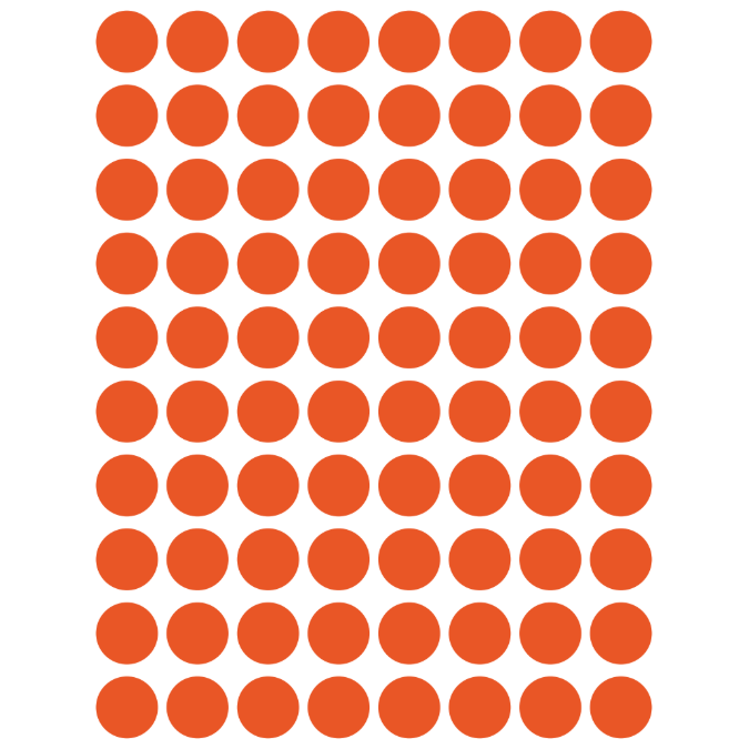 Color Coding Dot Stickers All 1/2" Orange 13mm Color Print 32/pk