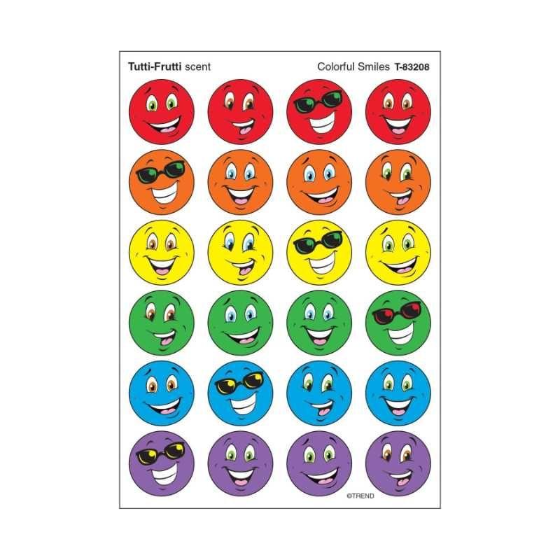 Colorful Smiles Tutti-Frutti scent Stickers 7/8" (4 Sheets)