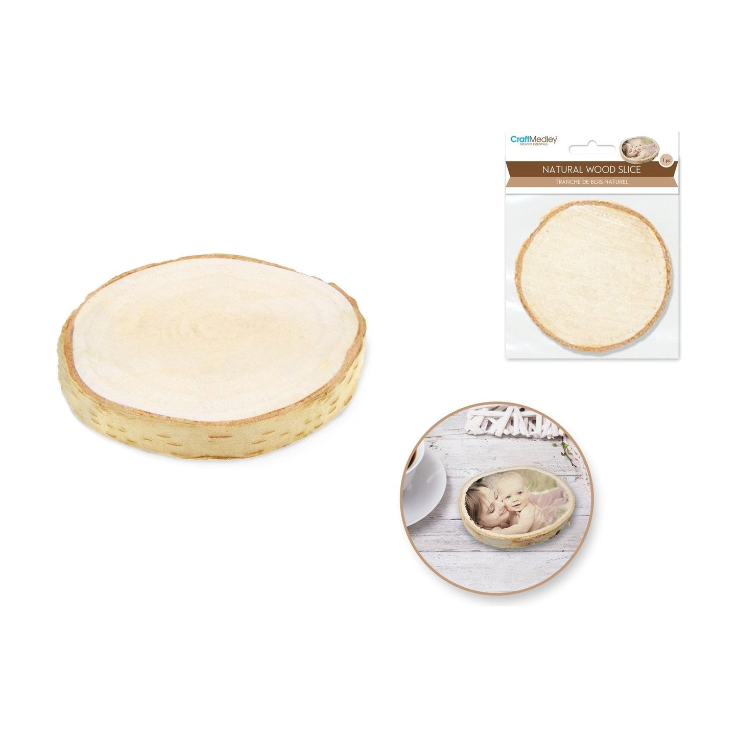 Wooden Natural Birch Slice 9cm (Closeout)