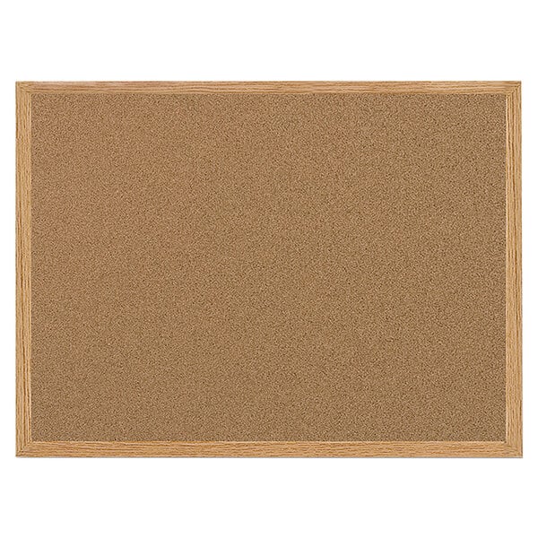 Cork Bulletin Board With Oak Finish Frame 24"-36"