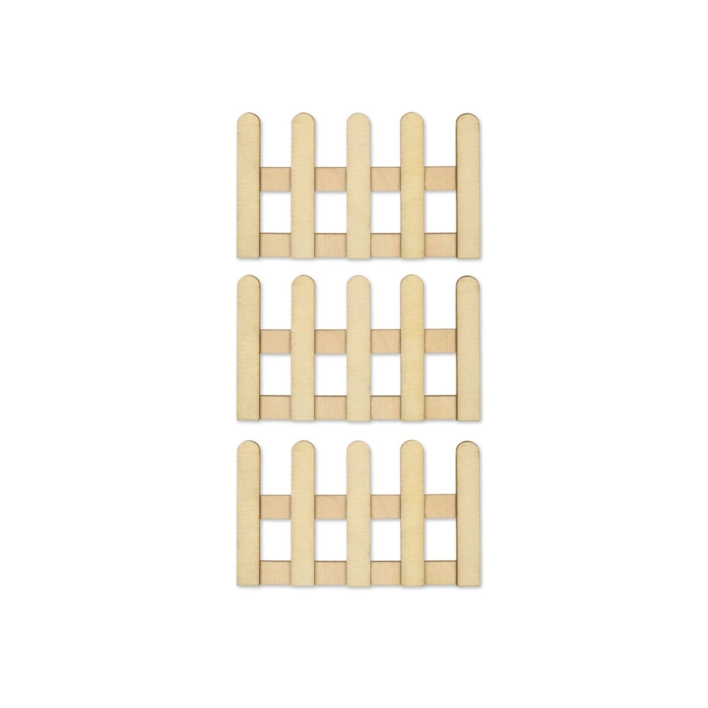 Wooden Picket Fence 6 x 10cm 3/pk