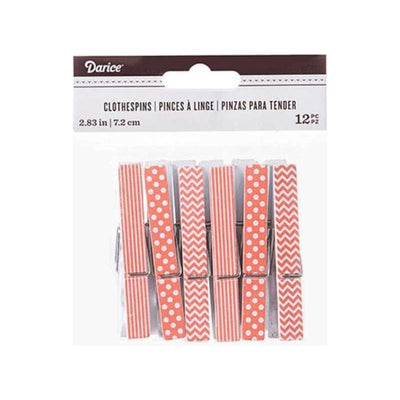 Decorative Coral Print.Clothespins:2.75", 12 pcs.