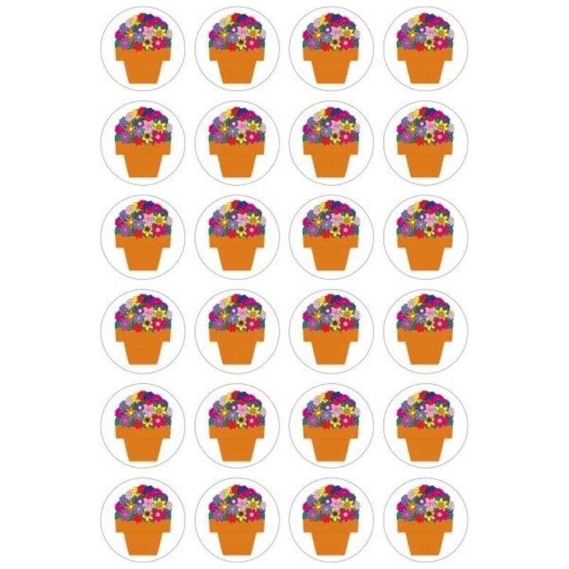 Flower Pots Stickers 1" (25 Sheets)