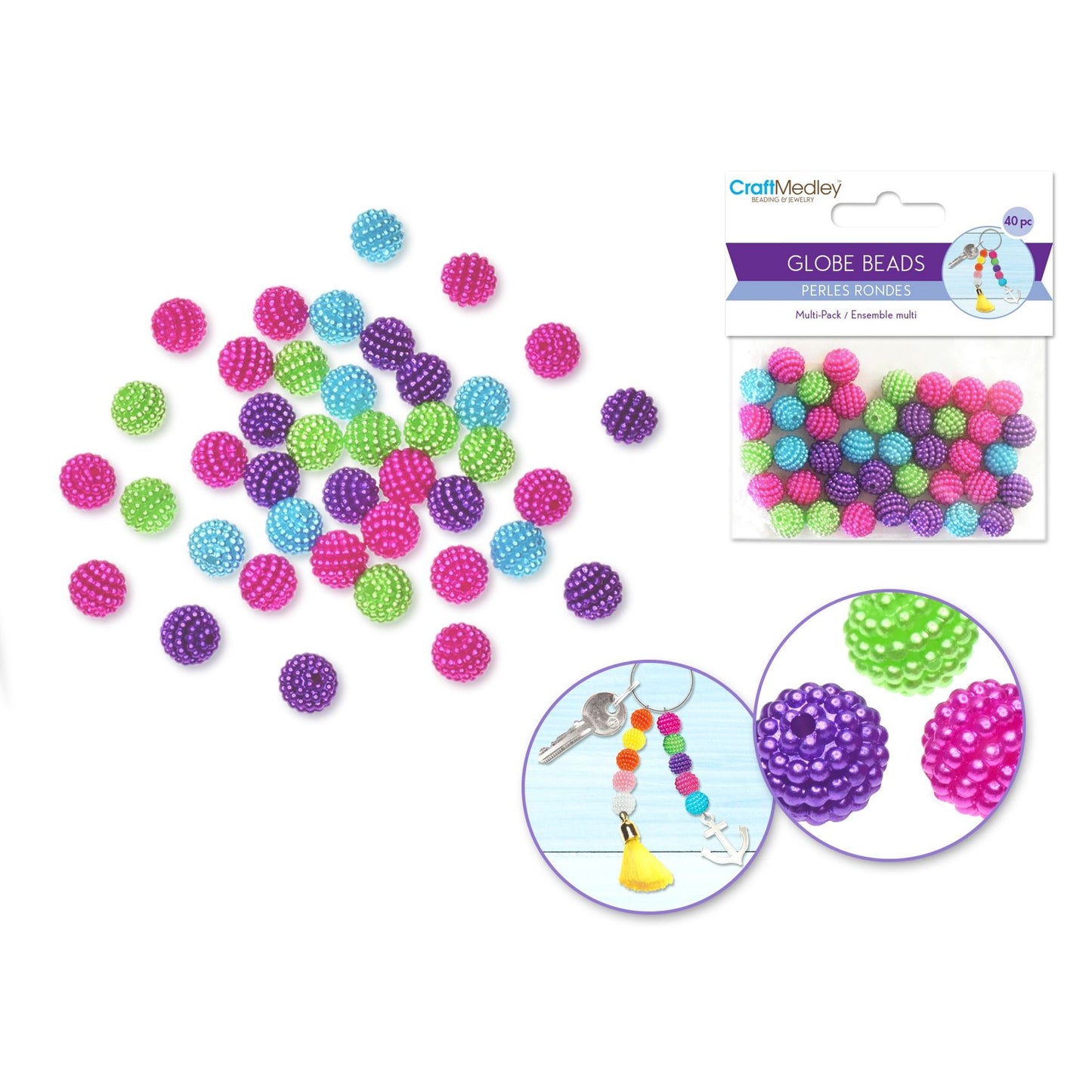 Plastic Beads Bold 40/pk (closeout)