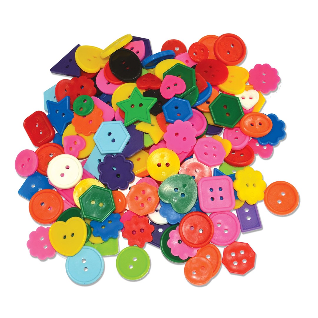 Bright Buttons assorted colors & shapes sized up to 1” 1lb