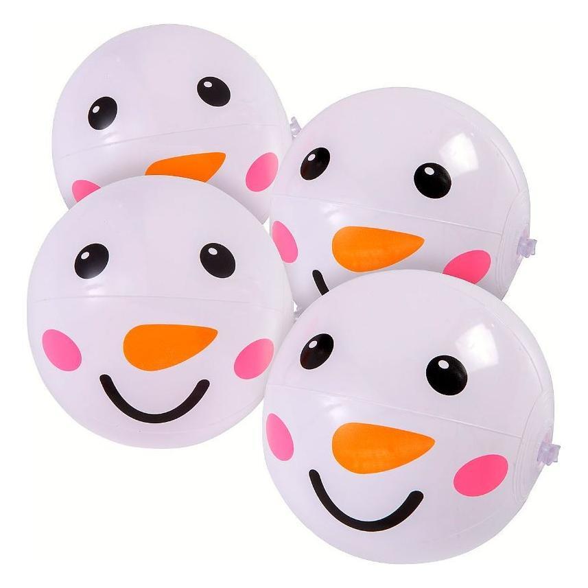 Inflatable Snowman Face Beach Balls 5" 12/PK