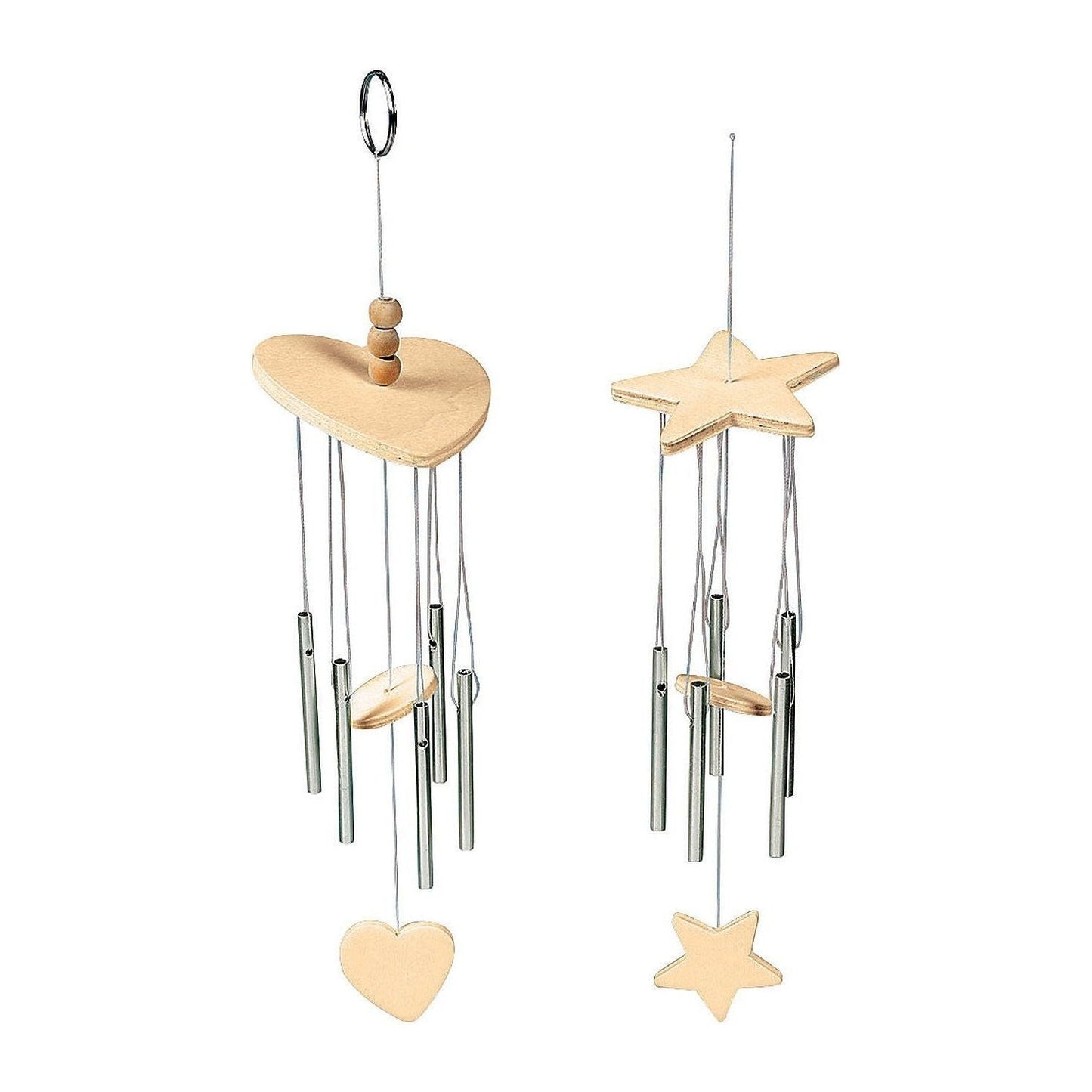 DIY Unfinished Wood Wind Chimes, Assorted, 11 1/2", five 4 1/2" chimes, 12/pk