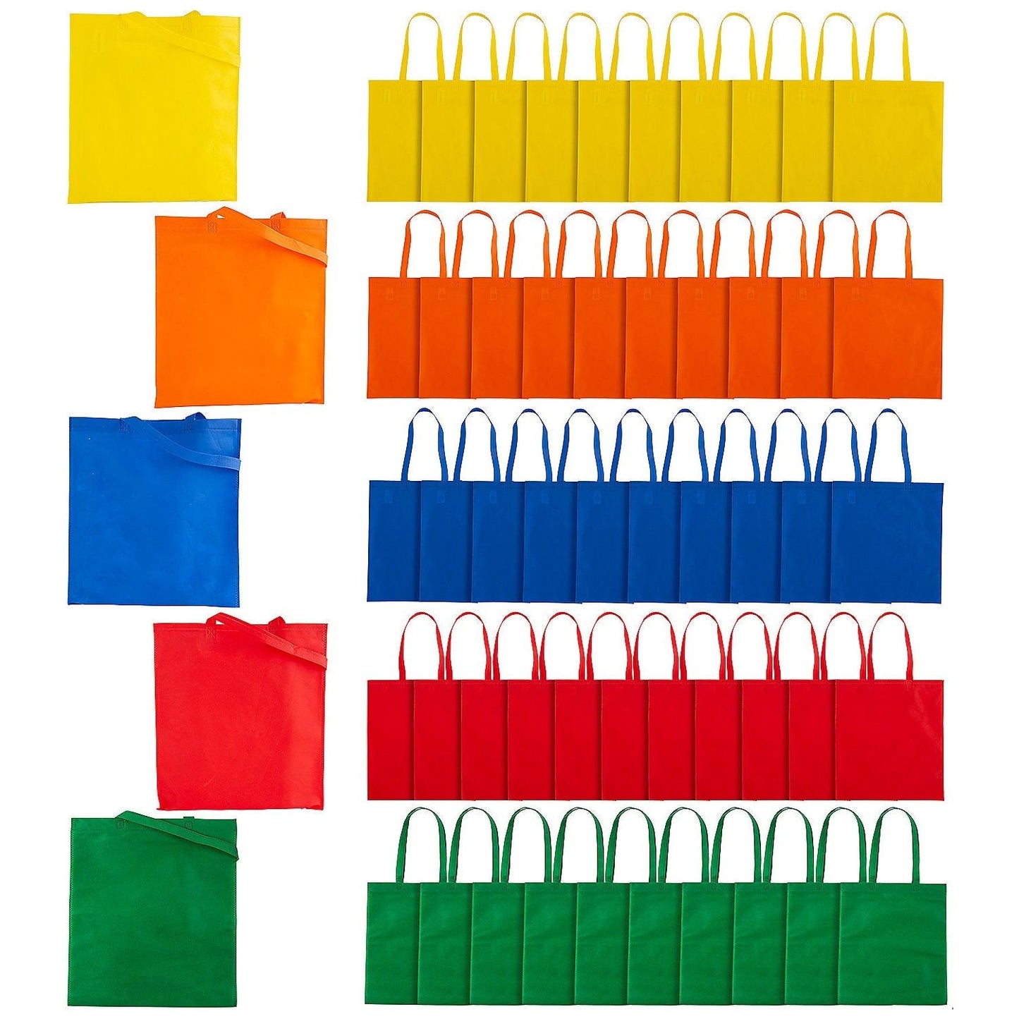 15" x 17" Mega Bulk 300 Pc. Large Colored Nonwoven Tote Bag Assortment