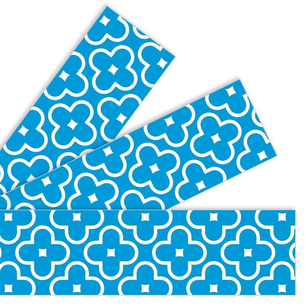 Floral Blue Borders 2 3/4in x 35 3/4ft 12/pk (Discontinued)