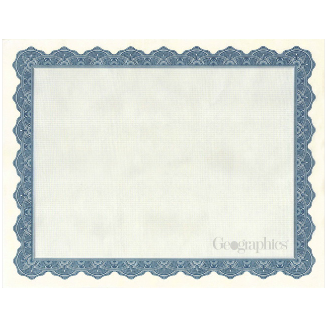 Optima Parchment Certificate Paper 8 1/2" x 11" 50 Sheets Blue