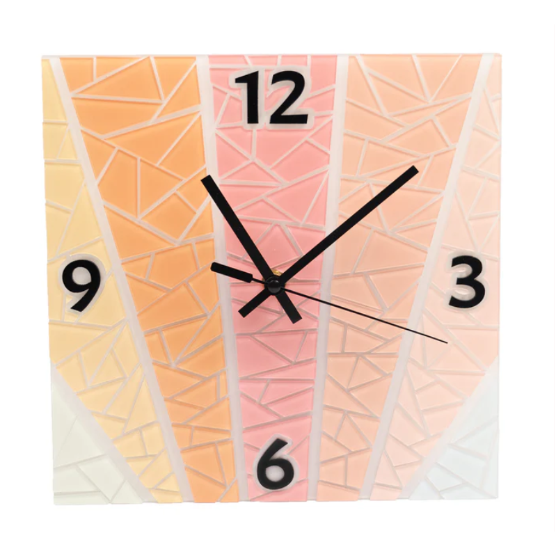 Lucite Art Mosaic Clock 10" x 10"