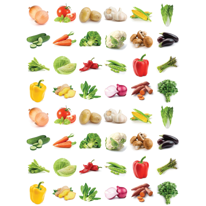 Stickers Vegetables 3/4" Round 19mm Color Print 10/pk