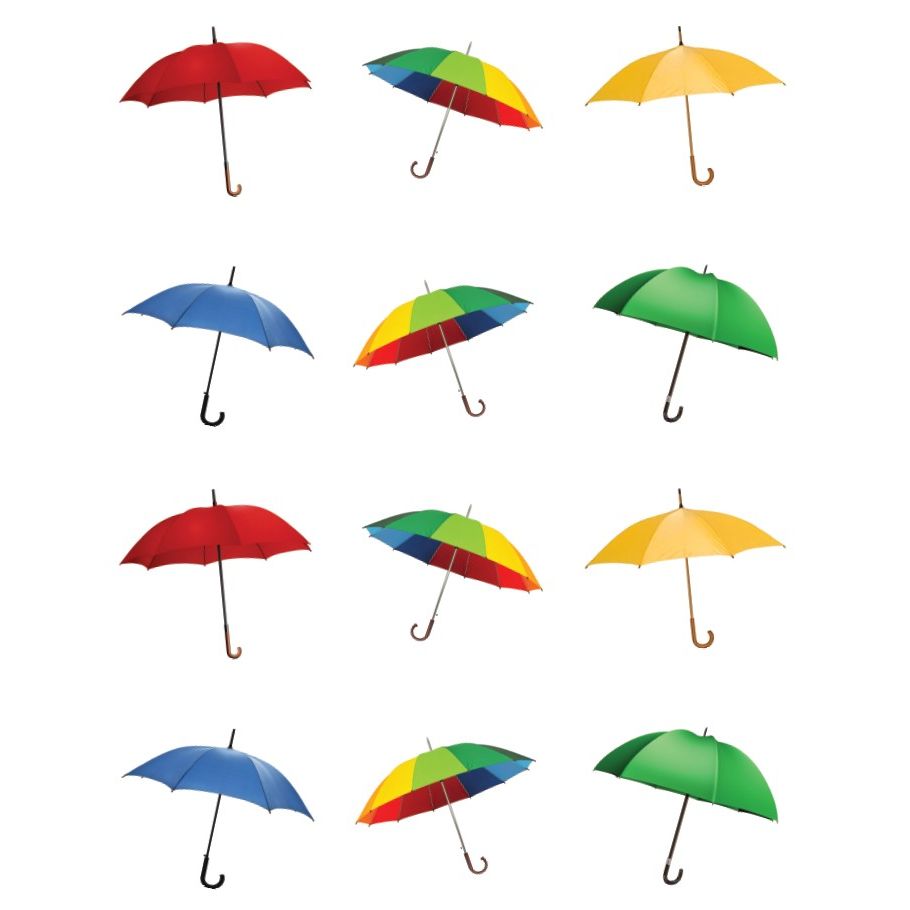 Umbrella Stickers Round 32mm Color Print 10/pk