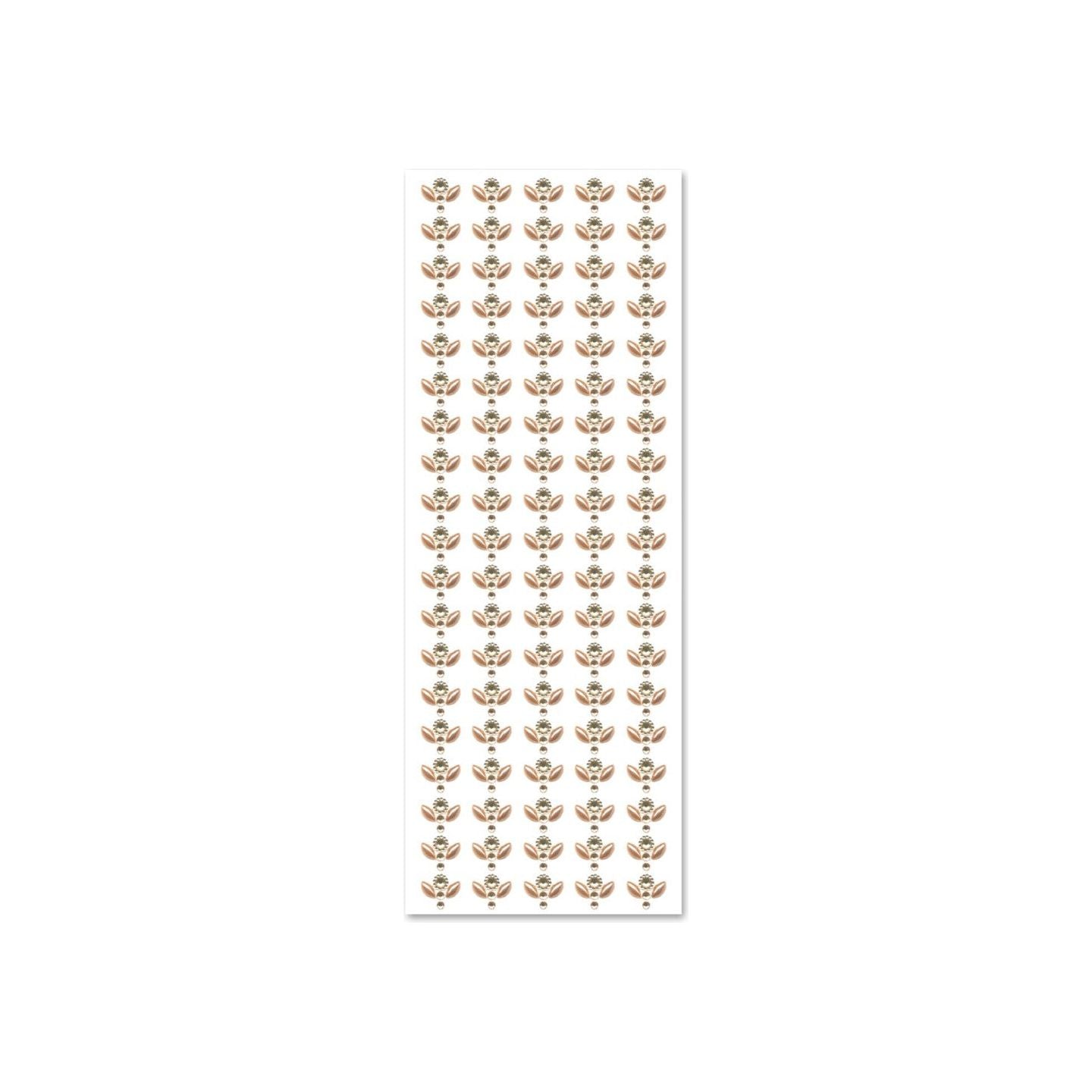 Adhesive Rhinestone Pearl Gold Floral 10cm x 27cm (Closeout)