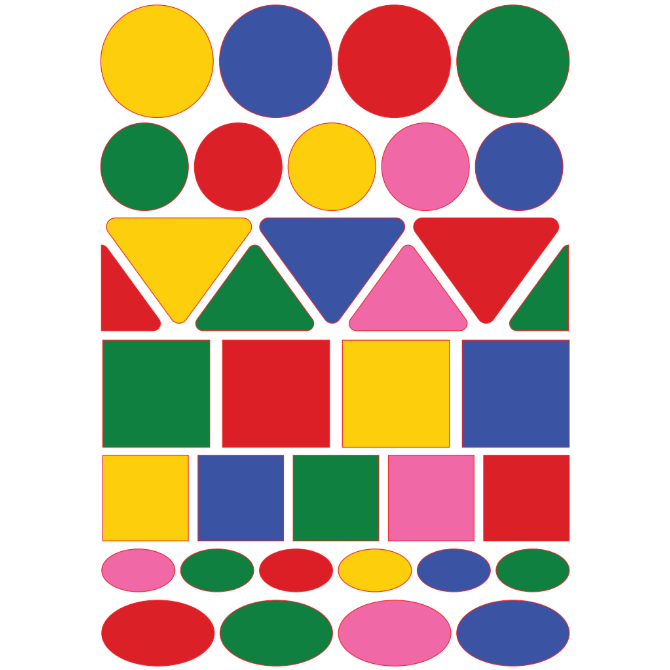 Large Geometric Shape Stickers Die Cut Color Print 10/pk