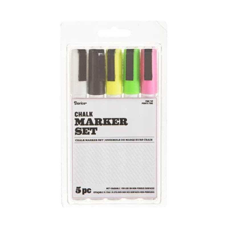 Fine Tip Chalk Marker Set- Brights-5 pc (Closeout)