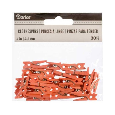 Mini Coral Clothespins: 1 inch, 30 pieces