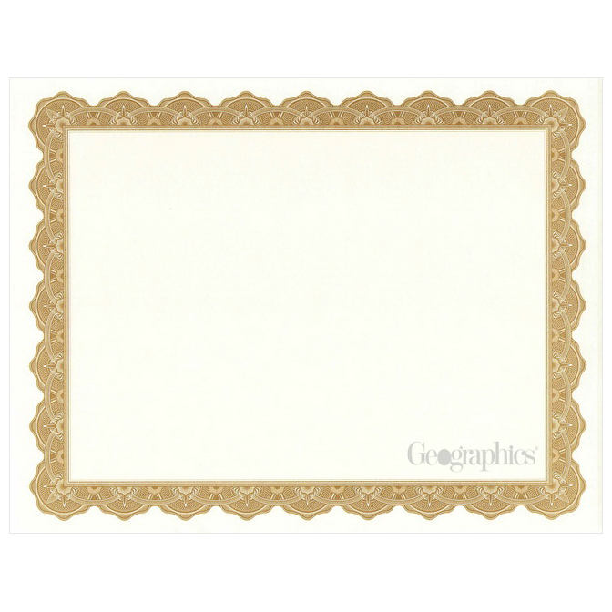 Optima Parchment Certificate Paper 8 1/2" x 11" 50 Sheets Gold