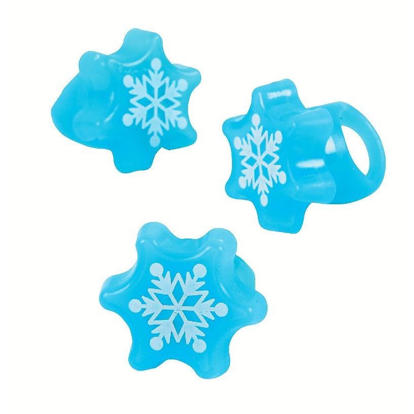 Flashing Snowflake Light Up Rings 12/pk