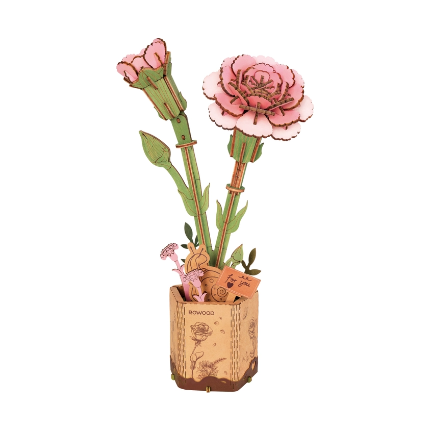 3D Wooden Puzzle Pink Flower