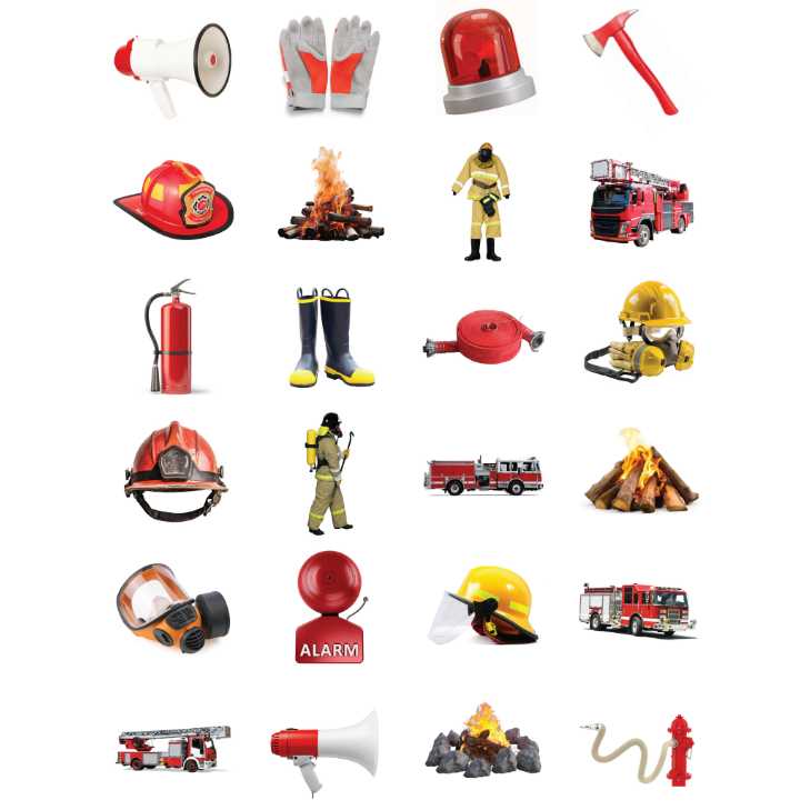 Firefighters Sticker Round 25mm Color Print 10/pk