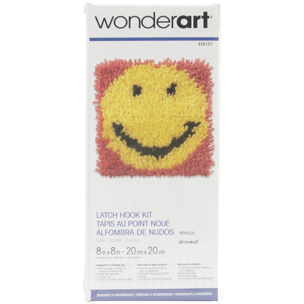 Caron Wonderart Latch Hook Kit 8"X8"-Smile