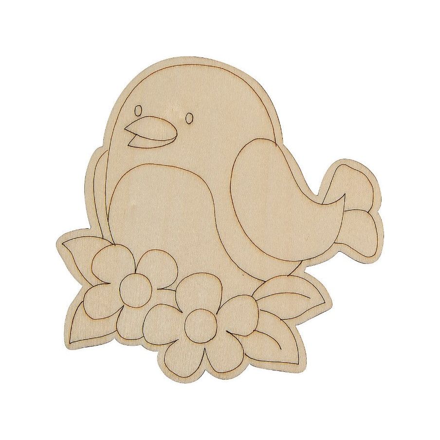 Color Your Own wood Spring Birds, 4", - 24/pk