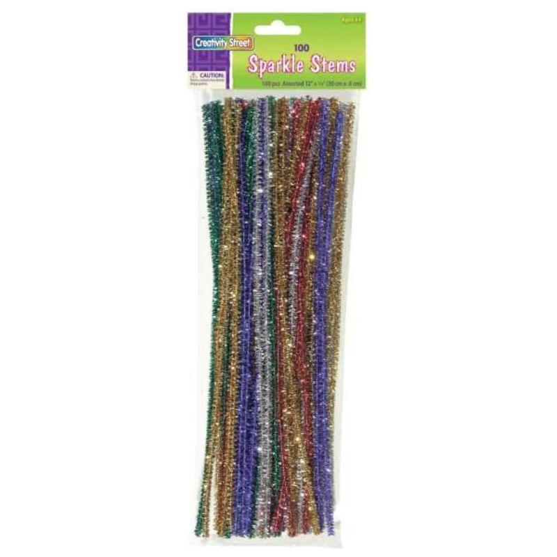 Chenille Stem 6mm Tinsel Sparkle Assorted Colors 12" 100/pk