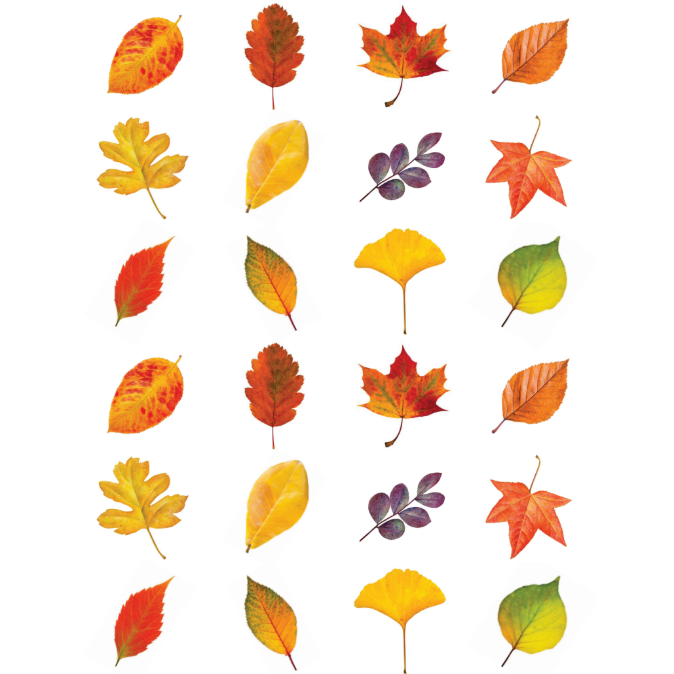 Fall Leaves Stickers 1" 25mm Color Print 10/pk