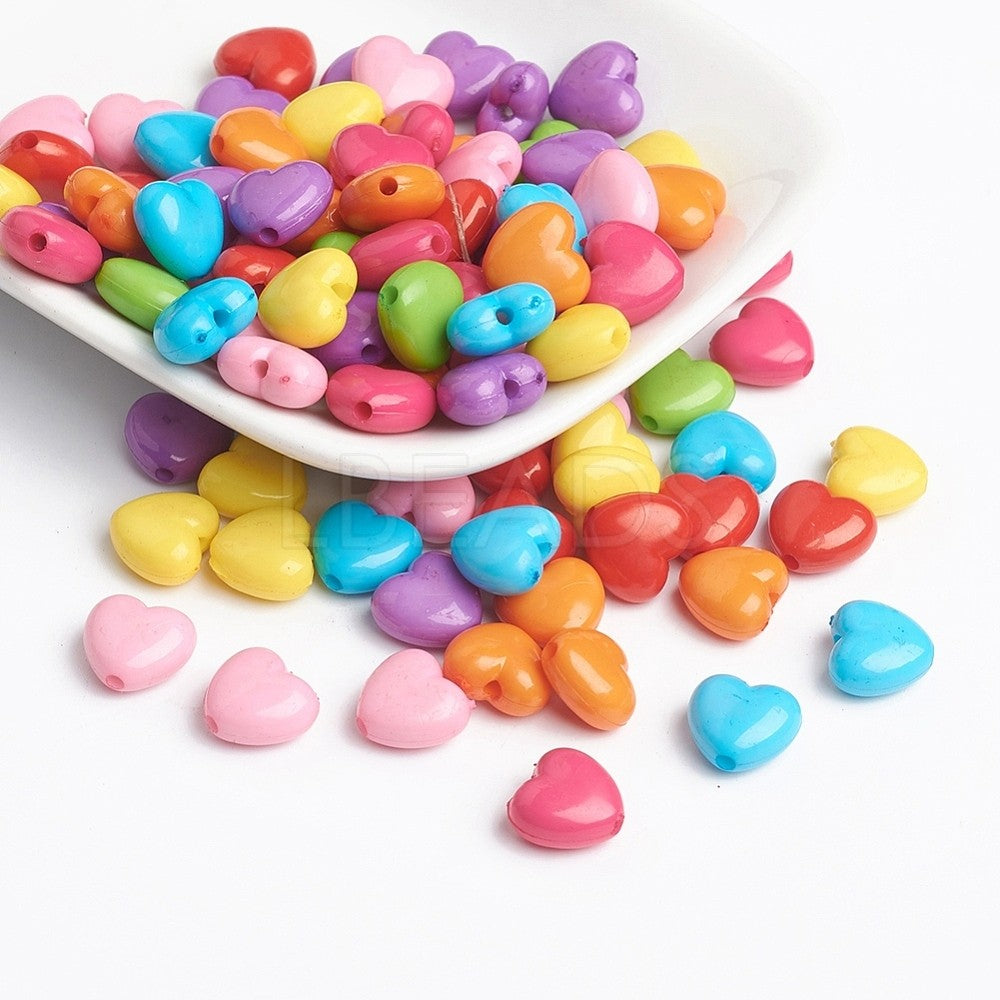 Heart Shaped Beads- Assorted Colors- 10x11mm 100/pcs (closeout)