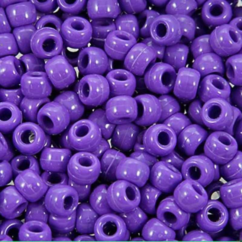 Pony Beads 6 x 9mm (Purple, 900-1000 Pcs)