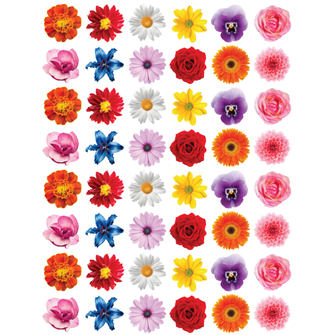 Flower sticker 3/4" Round 19mm Color Print 10/pk