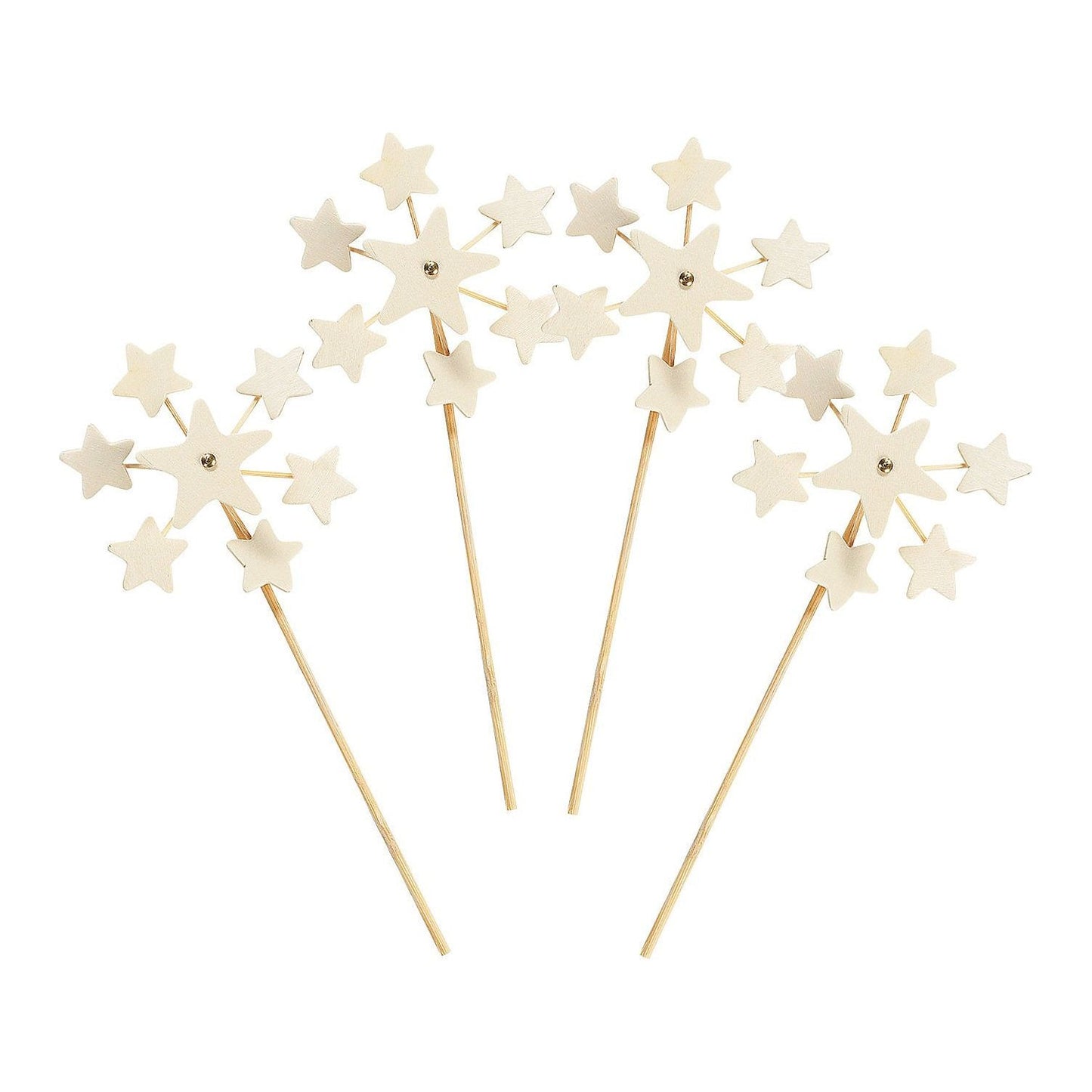 DIY Wood Mini Star Pinwheels, 3 1/2" pinwheels on a 6" wooden stick. 12/pk