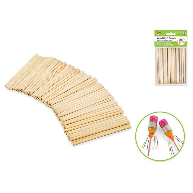 Wooden Dowel Sticks 1/8" x 4" 100/pk