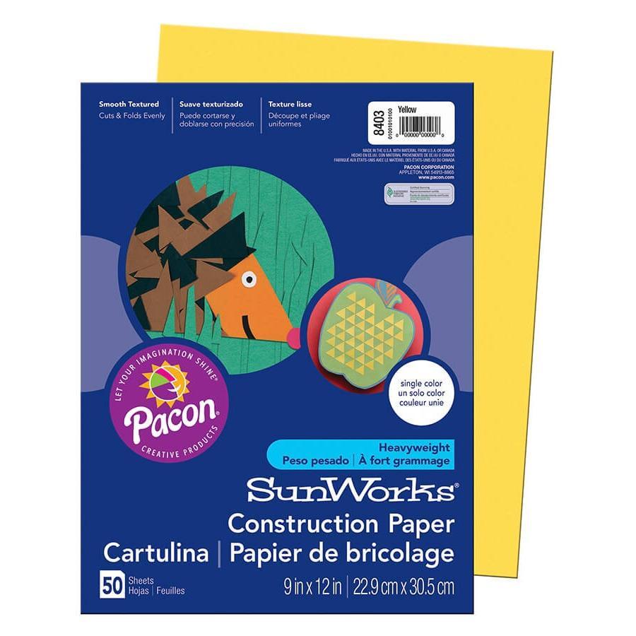 Construction Paper 9"x12" (50 Pack, Yellow)