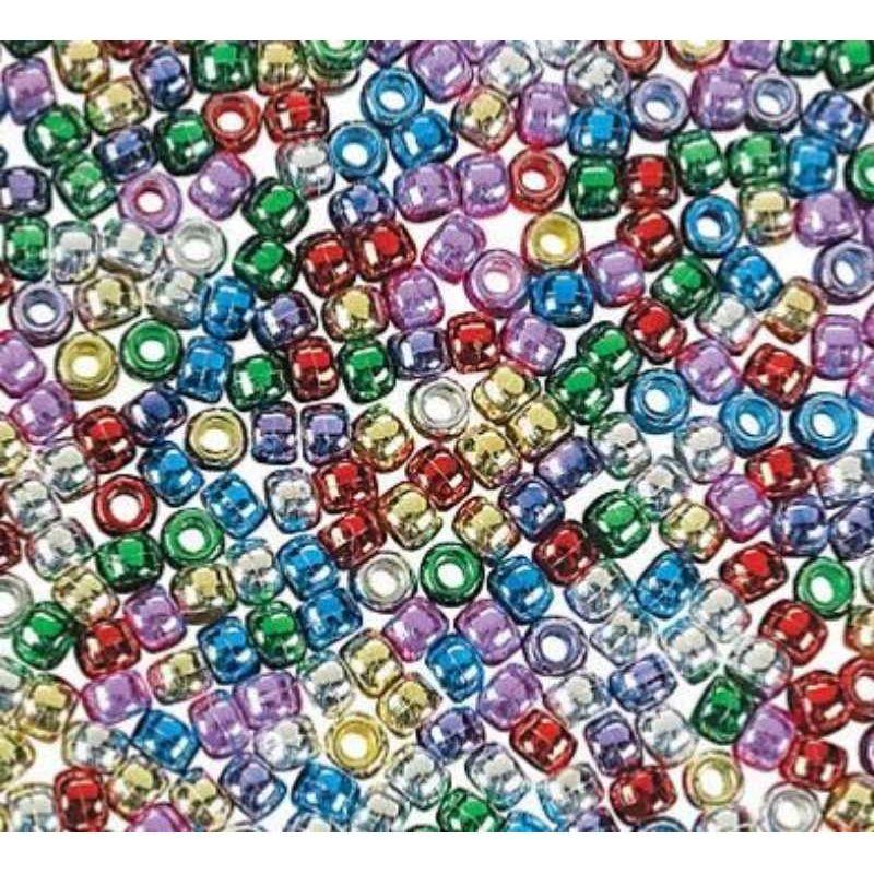 Shiny Metallic Plastic Pony Beads 1 Lb.