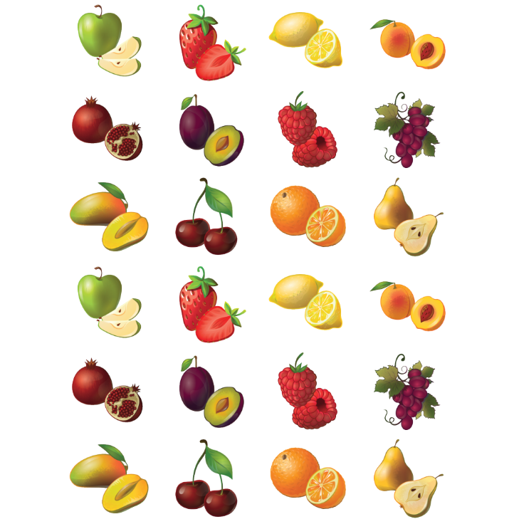 Fruit stickers 1" Round 25mm Color Print 10/pk