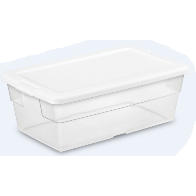 Clear Storage Container With White Cover 13.5 x 8 x 4.5 6qt (shoe box)