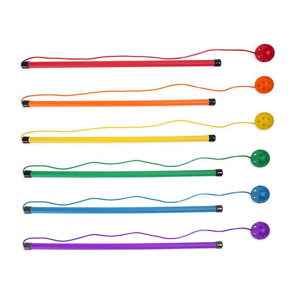 Twirl and jump baton set, 32" baton & 44" rope, set of 6, Assorted colors