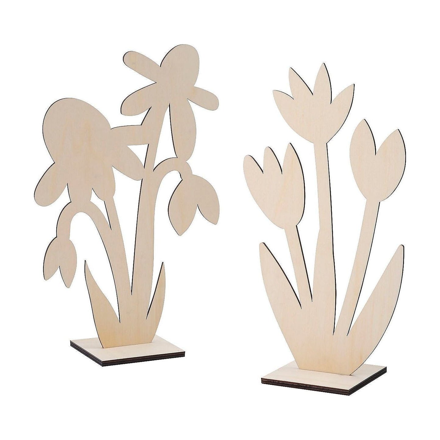 DIY Unfinished Wood Flower Crafts Approx 8 3/4" x 13 1/2" 6 pc.