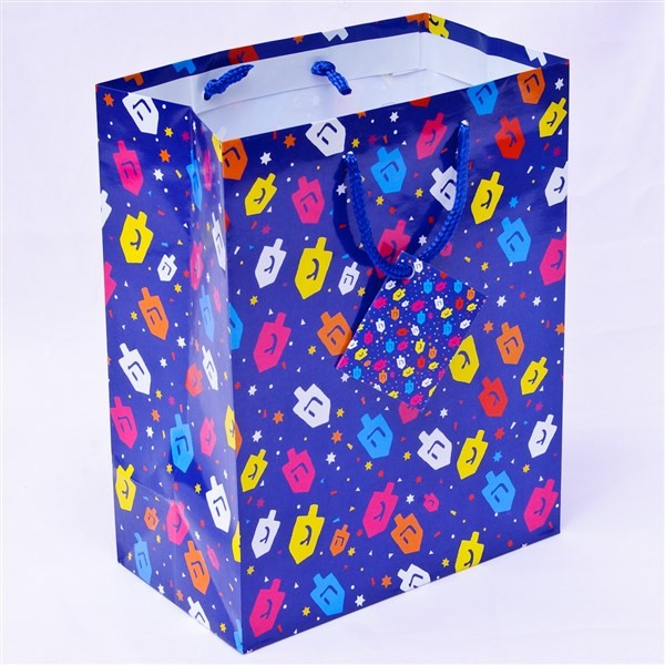 Hanukkah Gift Bag -Colorful Dreidels