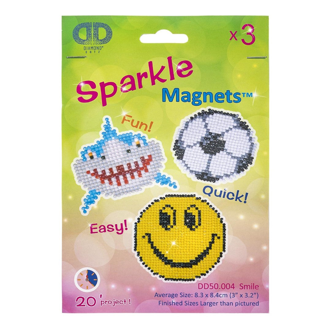 Diamond Dotz DIY Magnets- Smile, 3 in a pk