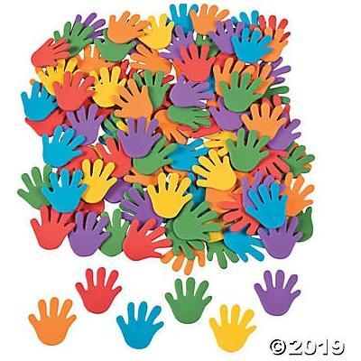 Foam Rainbow Hand Self-Adhesive Shapes (500 pcs./unit) 1 1/4"