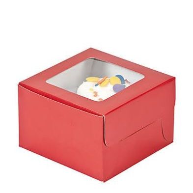 Paper Red Cupcake Boxes 12/pk