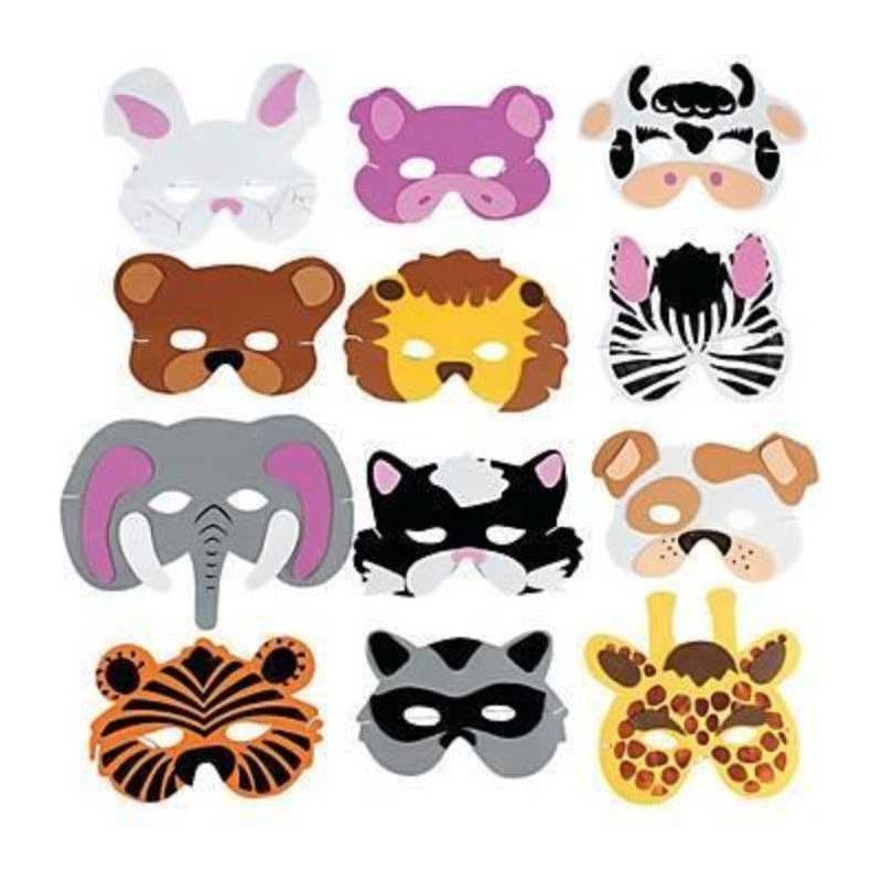 Wild Zoo Animal Foam Masks 12/pk