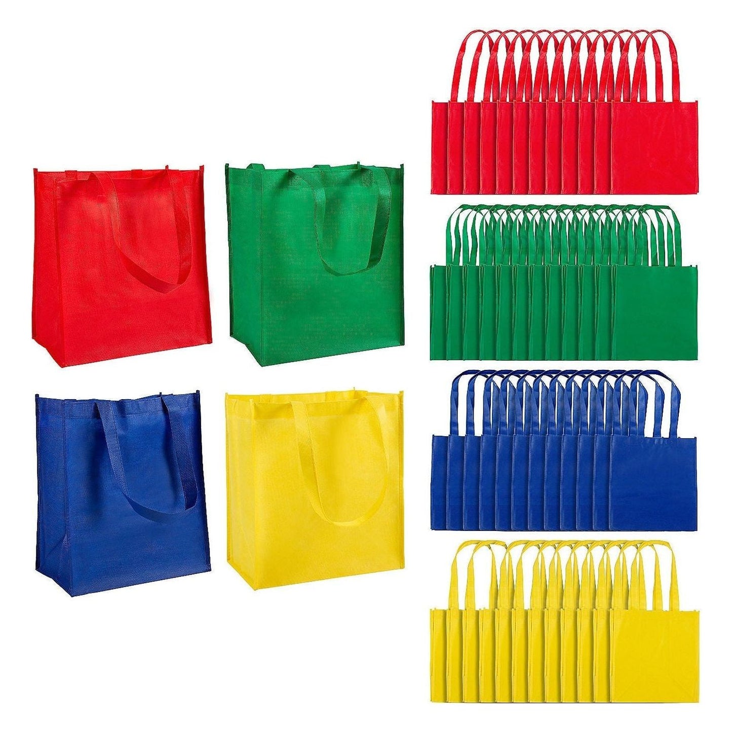 11 3/4” x 14 1/4” Bulk 50 Pc. Large Primary Color Nonwoven Shopping Tote Bags