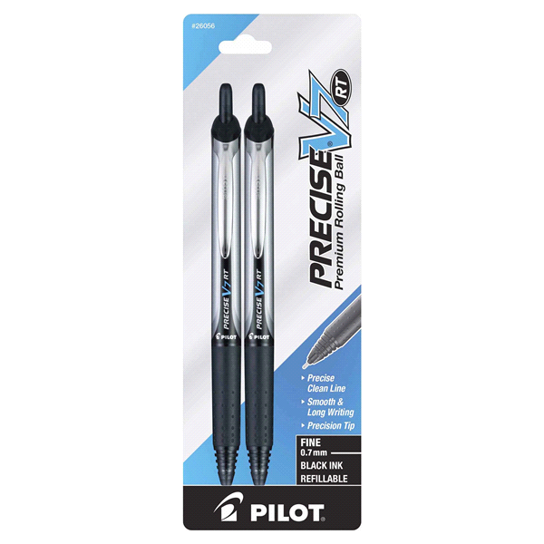 Pilot V7 Retractable Black 2/pk