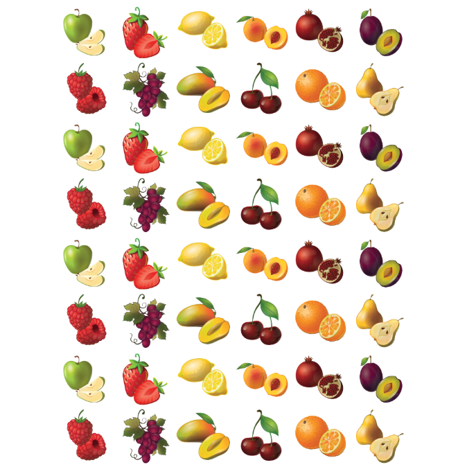 Fruit Stickers 3/4" Round 19mm Color Print 10/pk
